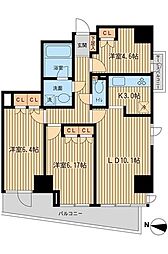JR山手線 西日暮里駅 徒歩8分の賃貸マンション 3階2SLDKの間取り