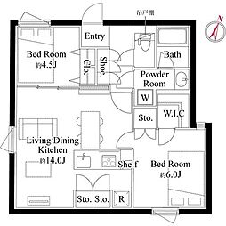 東京メトロ有楽町線 護国寺駅 徒歩7分の賃貸マンション 2階2LDKの間取り