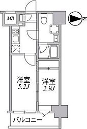 東京メトロ半蔵門線 住吉駅 徒歩8分の賃貸マンション 4階2Kの間取り