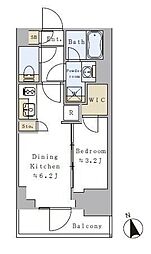 都営大江戸線 新御徒町駅 徒歩3分の賃貸マンション 6階1DKの間取り