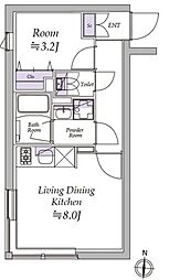 東京メトロ半蔵門線 清澄白河駅 徒歩2分の賃貸マンション 2階1LDKの間取り
