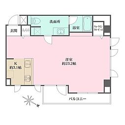 都営大江戸線 牛込神楽坂駅 徒歩5分の賃貸マンション 2階ワンルームの間取り