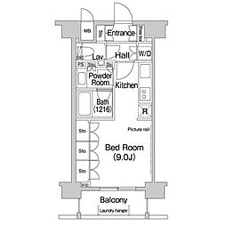 東京メトロ有楽町線 麹町駅 徒歩3分の賃貸マンション 9階ワンルームの間取り