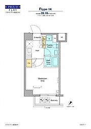 東京メトロ千代田線 根津駅 徒歩6分の賃貸マンション 3階1Kの間取り