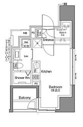 ザ・パークハビオSOHO大手町 ワンルームの間取図画像