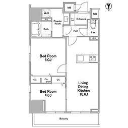 リバーレ浅草ウエスト 2LDKの間取図画像
