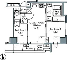 パークアクシス仲御徒町 2LDKの間取図画像