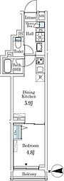 ロスアルコス千駄木 1DKの間取図画像