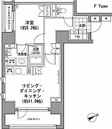 パークハビオ八丁堀 1LDKの間取図画像