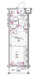 THEPREMIUMCUBEG東中野 1DKの間取図画像