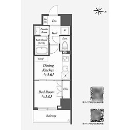AlphaPrime東陽町 1DKの間取図画像