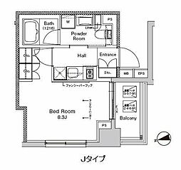 プラウドフラット門前仲町5 1Kの間取図画像