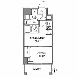 江東区亀戸2丁目マンション 1DKの間取図画像