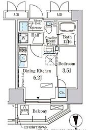 PARKAXIS浅草田原町ガーデン 1DKの間取図画像
