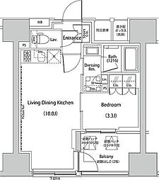 ザ・パークハビオ人形町レジデンス 1LDKの間取図画像