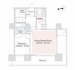 泉ガーデンレジデンス 1LDKの間取図画像