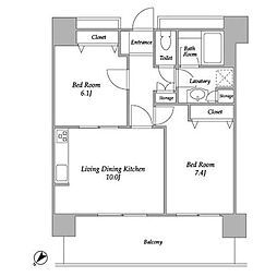 プラザタワー勝どき 2LDKの間取図画像