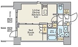 CRESTCOURT蔵前STATIONFRONT 1LDKの間取図画像