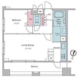 レジディア文京音羽2 1LDKの間取図画像