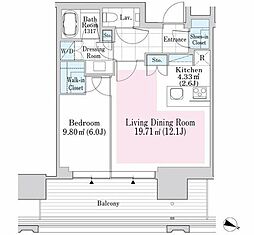 六本木グランドタワーレジデンス 1LDKの間取図画像