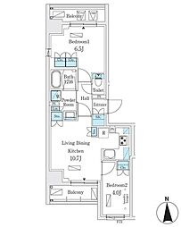 ジオエント秋葉原 2LDKの間取図画像