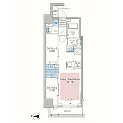 アーバネックス菊川IV 2LDKの間取図画像
