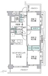 パルミナード武蔵中原 3LDKの間取図画像