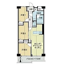 尾久橋スカイハイツ 3LDKの間取図画像