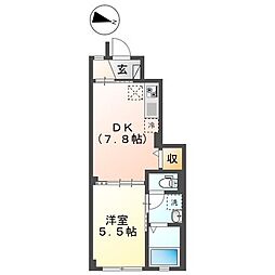 THE BASE 神明 1DKの間取図画像