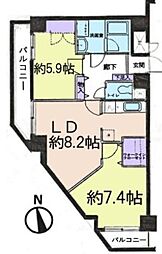 グリーンパーク北千住31番館 2LDKの間取図画像