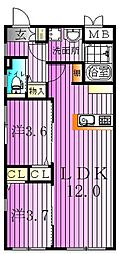リザーブ北綾瀬 2LDKの間取図画像
