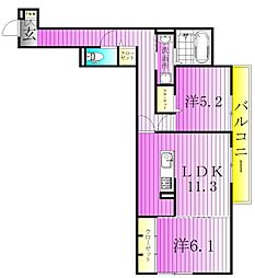 オードリーコート 2LDKの間取図画像