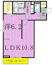 D-room煌 1LDKの間取図画像
