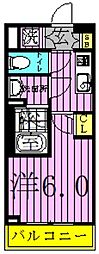 ライジングプレイス綾瀬 1Kの間取図画像