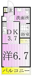 アーバンパーク六町 1DKの間取図画像
