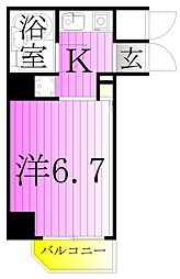 コスモ亀有5 1Kの間取図画像