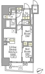 テラス北千住 2LDKの間取図画像