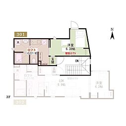 Aurelia Kitasenju 1Kの間取図画像