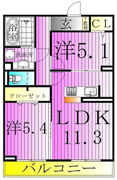 ファミユB 103｜東京都足立区伊興本町２丁目(賃貸アパート2LDK・1階・52.44㎡)の写真 その2