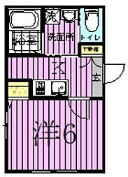 グランドール足立 2階1Kの間取り