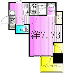 S-RESIDENCE綾瀬rivie 2階1Kの間取り