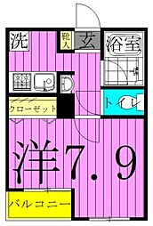 パラシオ北綾瀬 1階1Kの間取り