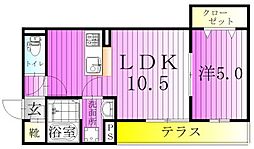 セレスティア六町III 1階1LDKの間取り