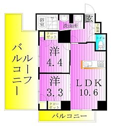 メトロステージ亀有 6階2LDKの間取り