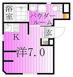 カテリーナ千住大橋 3階1Kの間取り