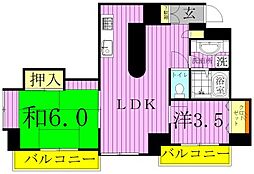 グリーンハイム平成 2階2LDKの間取り
