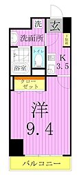 プライムアーバン千住 9階1Kの間取り