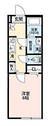 エクセラン竹ノ塚 2階1Kの間取り