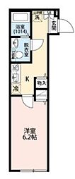 エクセラン竹ノ塚 2階1Kの間取り