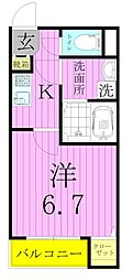 クイーンズコート2 3階1Kの間取り